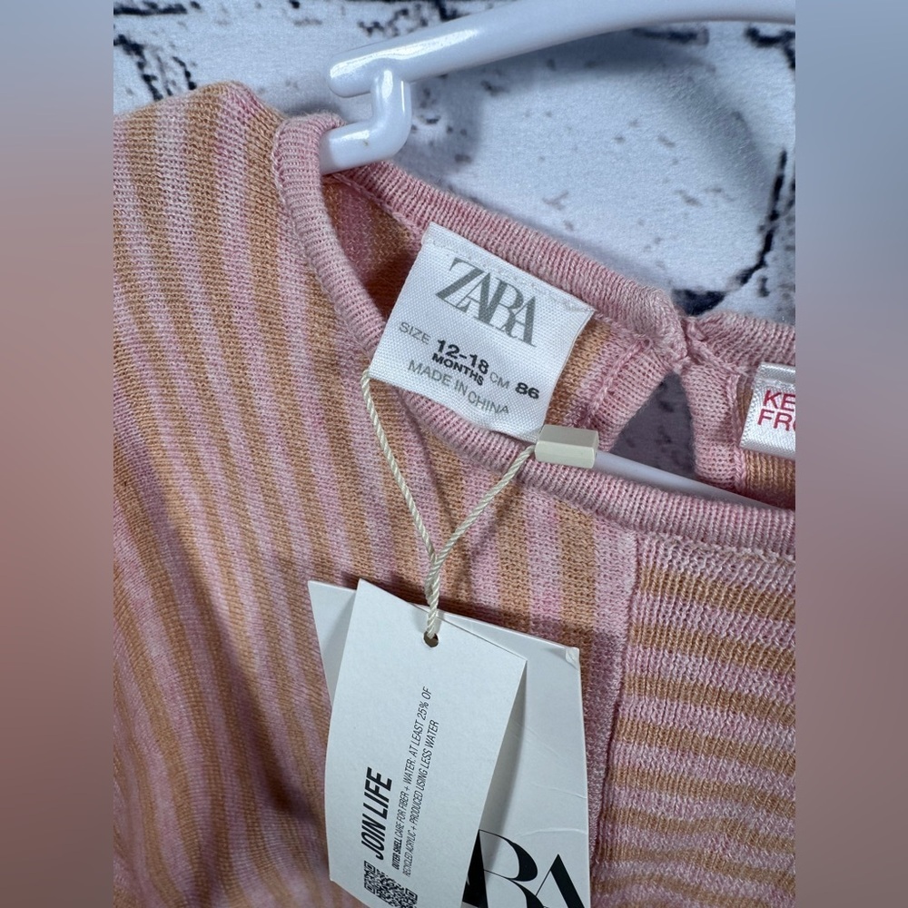 Zara Girls Pink Striped Sweater NWT - Picture 2 of 7